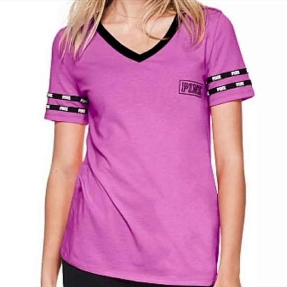 PINK VICTORIAS SECRET Short Sleeve Top Pink Size S - Picture 1 of 6